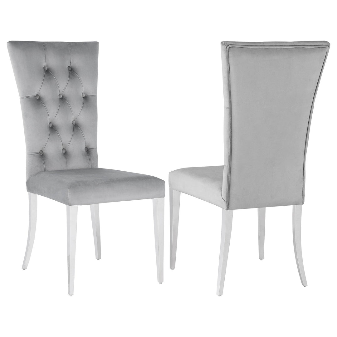 Kerwin Velvet Upholstered Dining Side Chair Grey (Set of 2) - What's New Furniture Portland