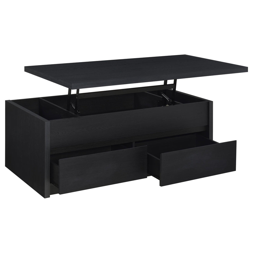Knapp Lift Top Cocktail Coffee Table with Dual Drawers Black - What's New Furniture Portland