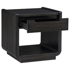 Leandro 1-drawer Wood Occasional Side End Table Burnished Black - What&