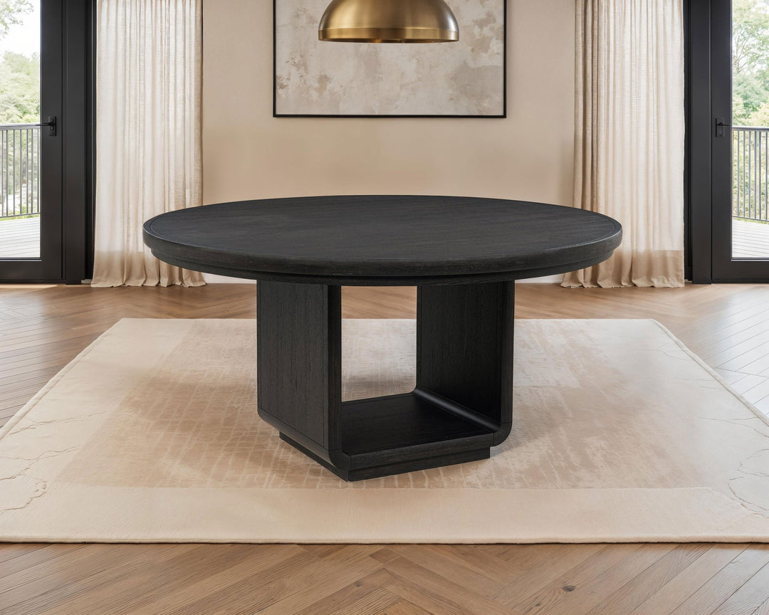 Leandro 60-inch Round Dining Table Burnished Black - What&