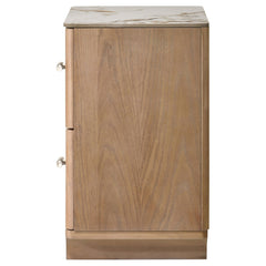 Leanne 2-drawer Sinter Stone Top Nightstand Light Oak - What&
