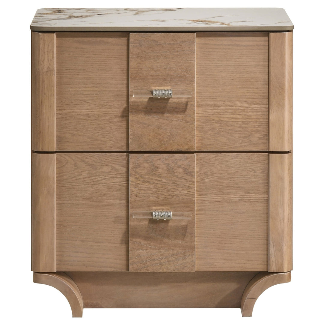 Leanne 2-drawer Sinter Stone Top Nightstand Light Oak - What&