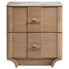 Leanne 2-drawer Sinter Stone Top Nightstand Light Oak - What&