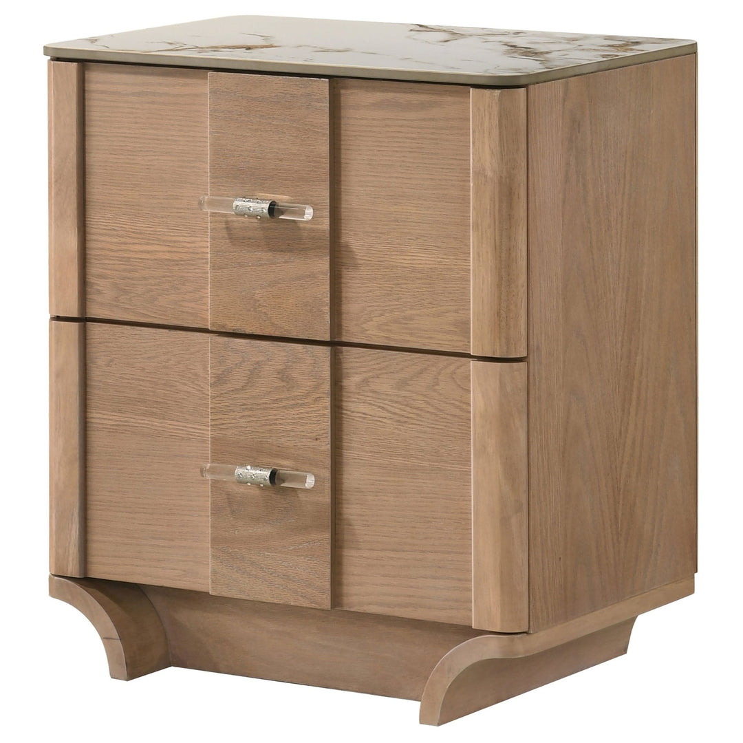 Leanne 2-drawer Sinter Stone Top Nightstand Light Oak - What&