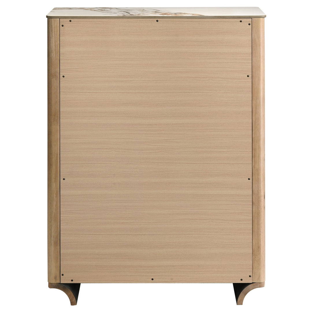 Leanne 5-drawer Sinter Stone Top Chest of Drawers Light Oak - What&
