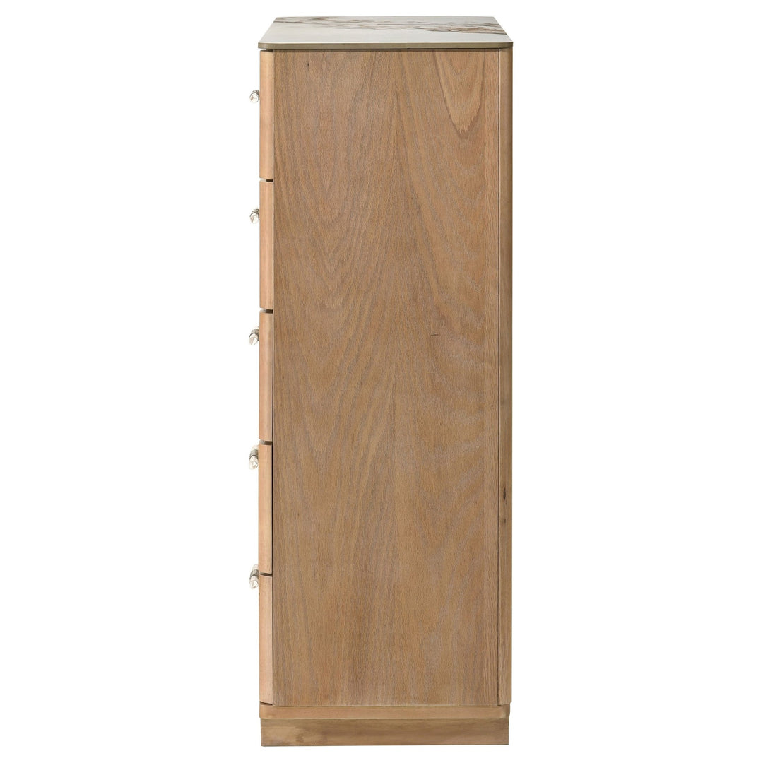 Leanne 5-drawer Sinter Stone Top Chest of Drawers Light Oak - What&