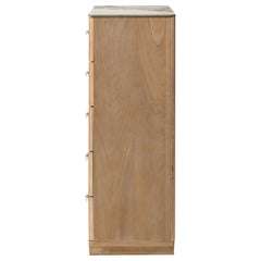 Leanne 5-drawer Sinter Stone Top Chest of Drawers Light Oak - What&