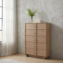 Leanne 5-drawer Sinter Stone Top Chest of Drawers Light Oak - What&