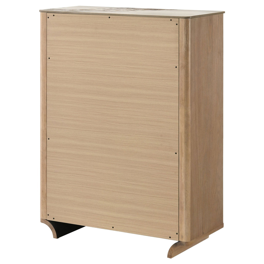 Leanne 5-drawer Sinter Stone Top Chest of Drawers Light Oak - What&