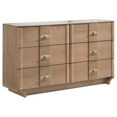 Leanne 6-drawer Sinter Stone Top Dresser Cabinet Light Oak - What&