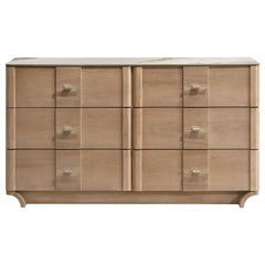 Leanne 6-drawer Sinter Stone Top Dresser Cabinet Light Oak - What&