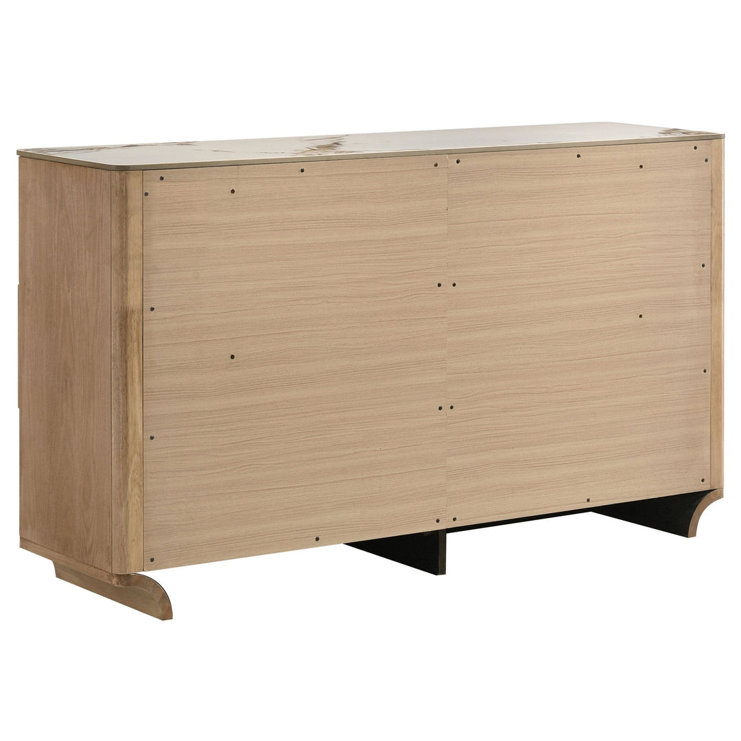 Leanne 6-drawer Sinter Stone Top Dresser Cabinet Light Oak - What&