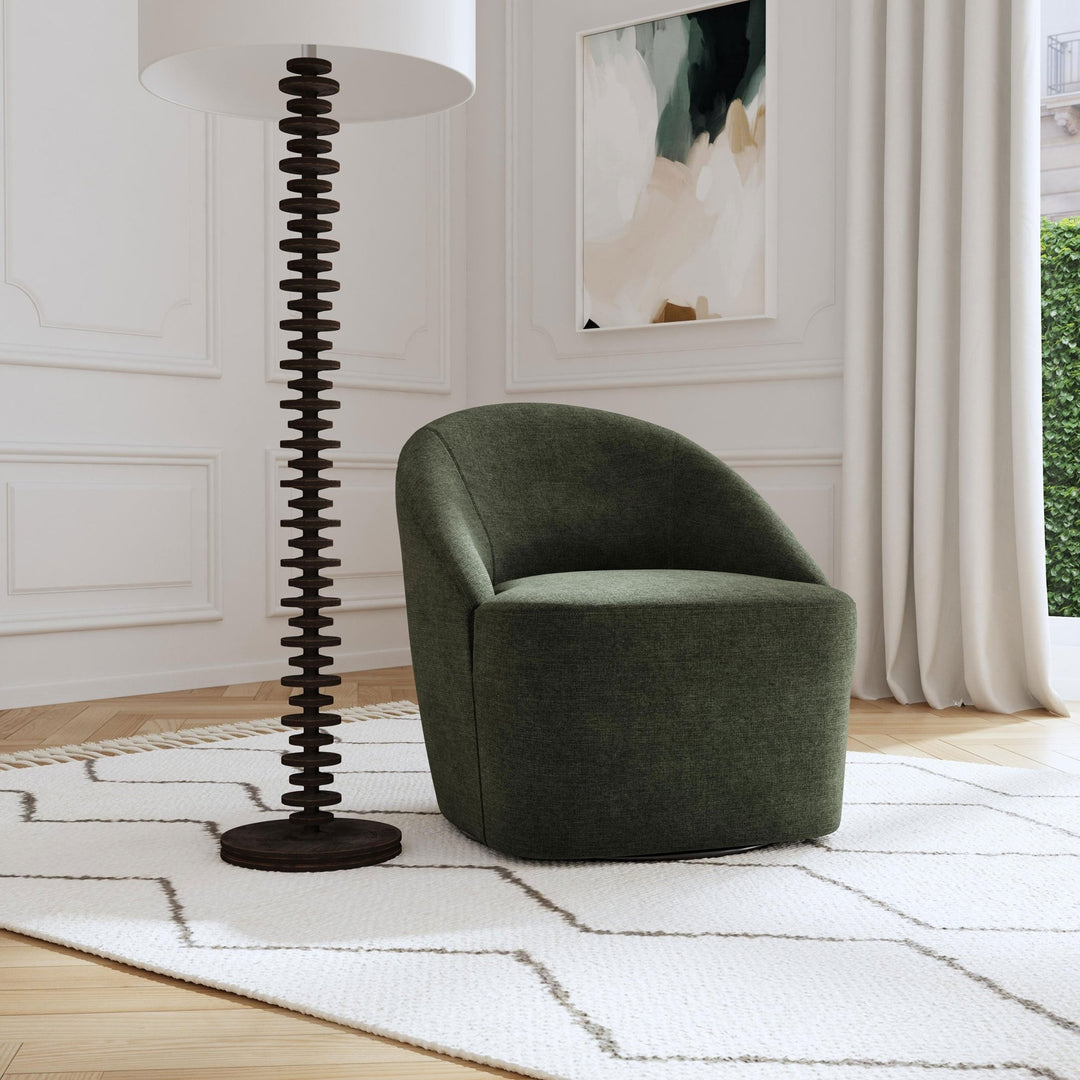 Leon Upholstered Barrel Accent Swivel Chair Hunter Green - What&