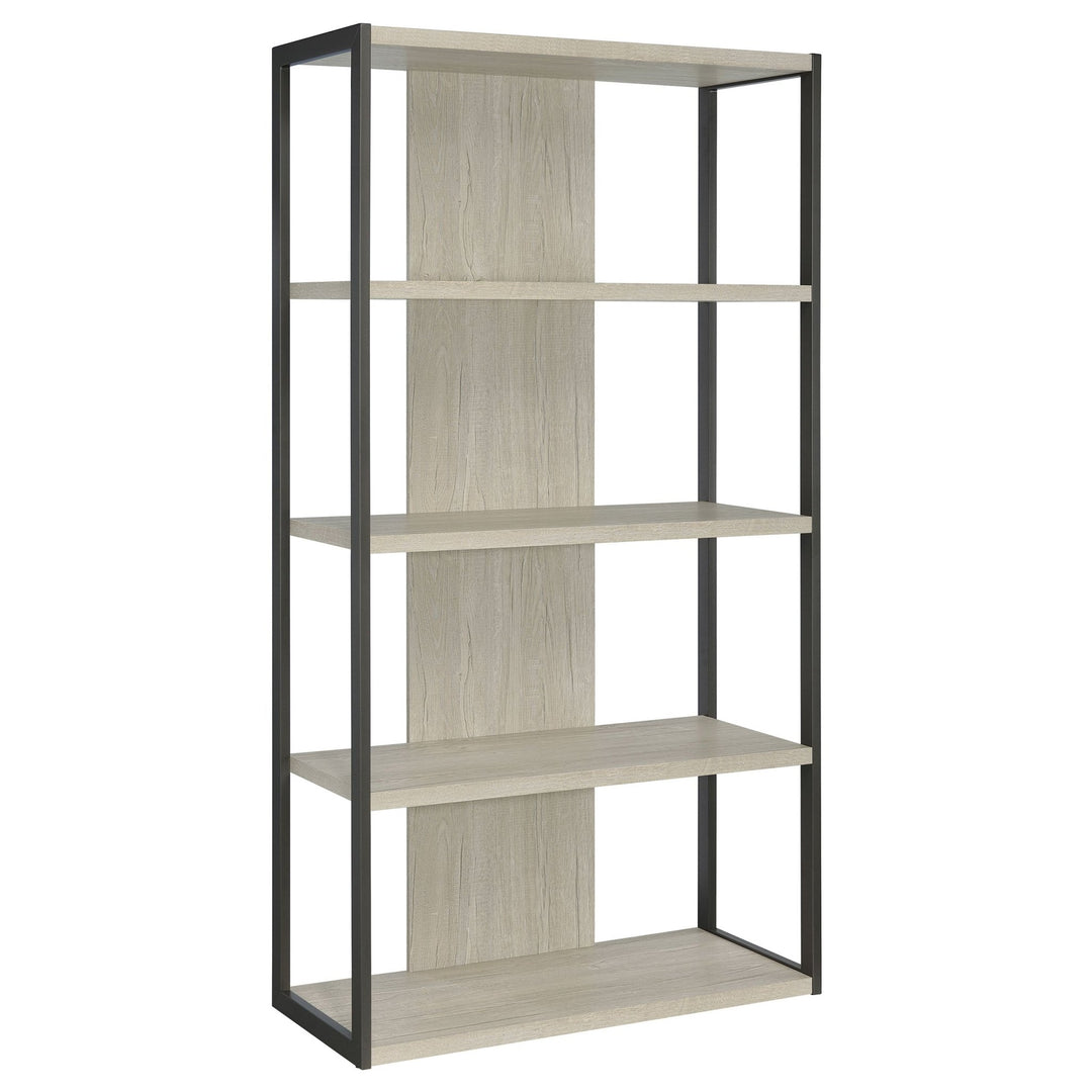 Loomis 72-inch 4-shelf Bookshelf Whitewashed Grey - What's New Furniture Portland