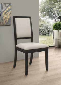 Louise Upholstered Wood Dining Side Chair Black (Set of 2) - What&