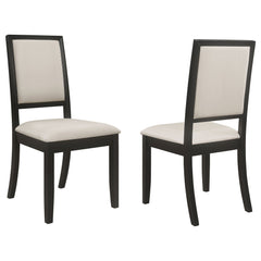 Louise Upholstered Wood Dining Side Chair Black (Set of 2) - What&