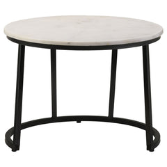 Miguel Round Marble Top Coffee Table White and Black - What&