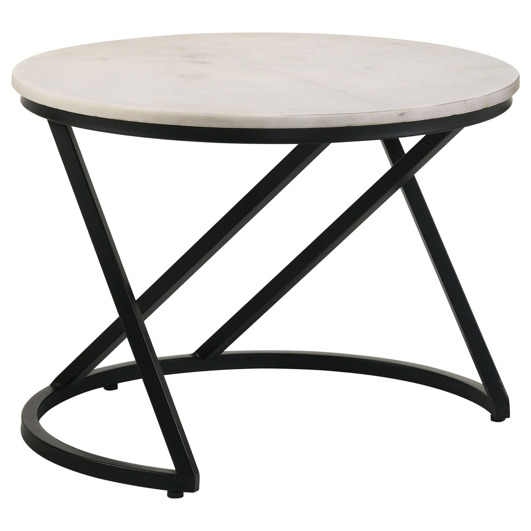 Miguel Round Marble Top Coffee Table White and Black - What's New Furniture Portland