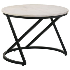Miguel Round Marble Top Coffee Table White and Black - What&