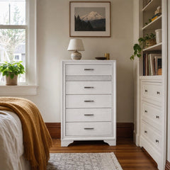 Miranda 6 Drawer Bedroom Chest White styled in Portland Irvington foursquare with original built-ins living room - What&