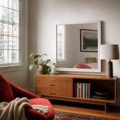 Miranda Dresser Mirror White styled in Portland AlbertArts foursquare living room - What&