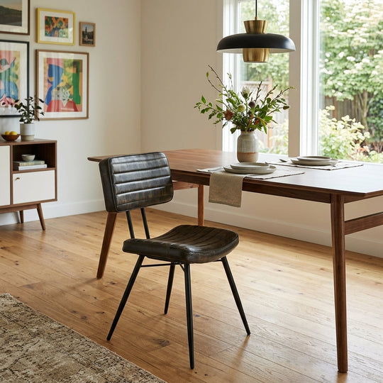 Misty Dining Chair in Espresso styled in a bright Portland mid-century modern dining room - Whats New Furniture