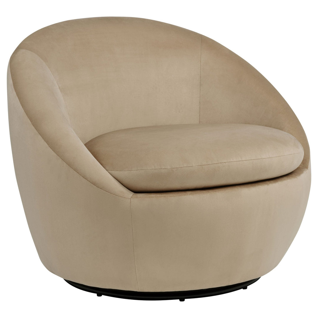 Myernick Velvet Upholstered Swivel Accent Chair Camel - What's New Furniture Portland