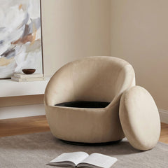 Myernick Velvet Upholstered Swivel Accent Chair Camel - What&