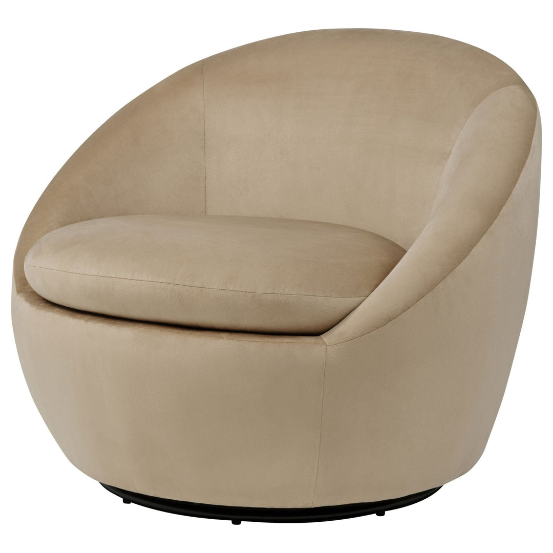 Myernick Velvet Upholstered Swivel Accent Chair Camel - What&
