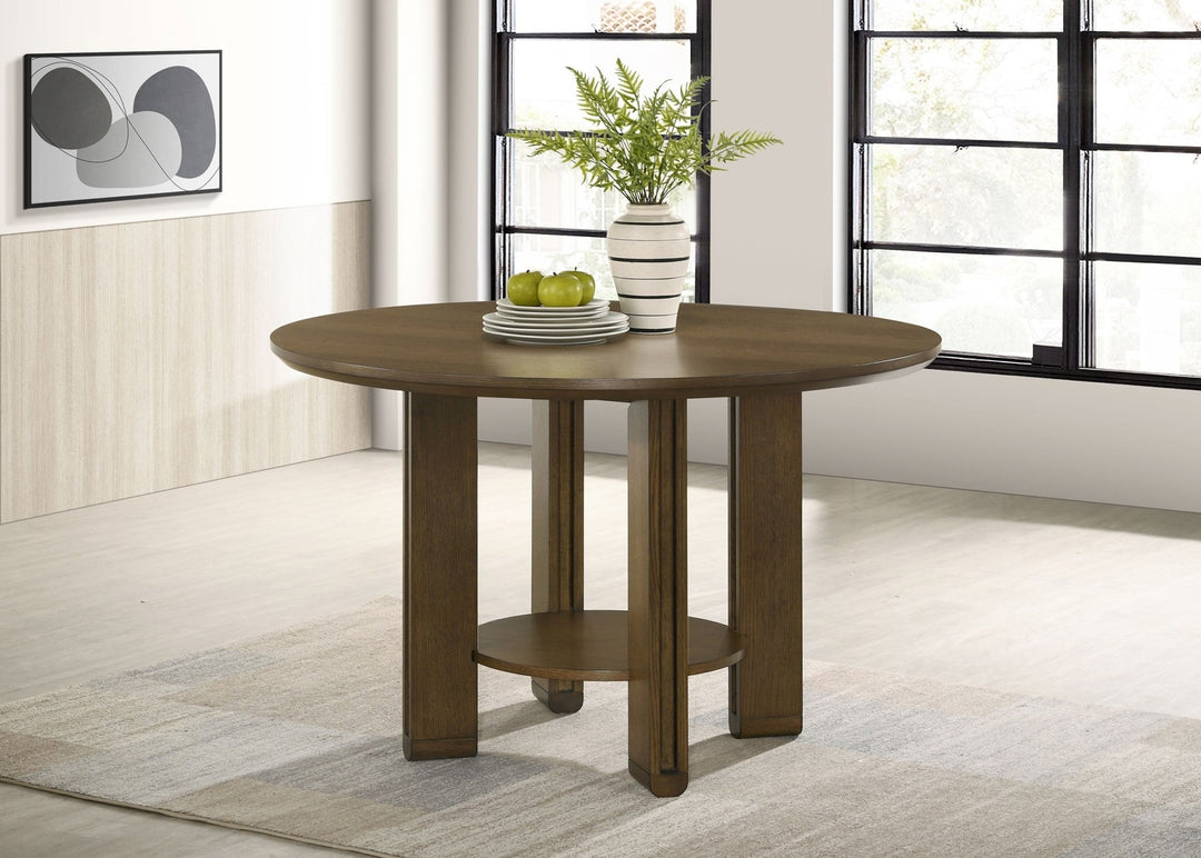 Ottowa 47-inch Round Wood Dining Table with Shelf Brown - What&