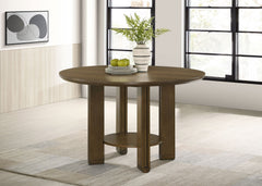 Ottowa 47-inch Round Wood Dining Table with Shelf Brown - What&