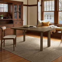Ottowa 71 Inch Rectangular Wood Dining Table Brown styled in Portland Irvington foursquare with original built-ins living room - What&
