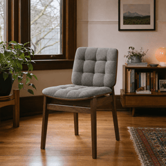 Redbridge Upholstered Dining Side Chair in Grey &amp; Walnut in Default Title styled in a Portland home - Whats New Furniture