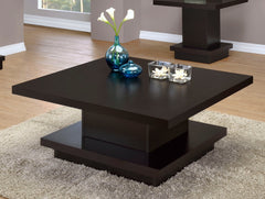 Reston Square Engineered Wood Coffee Table with Casters Cappuccino - What&