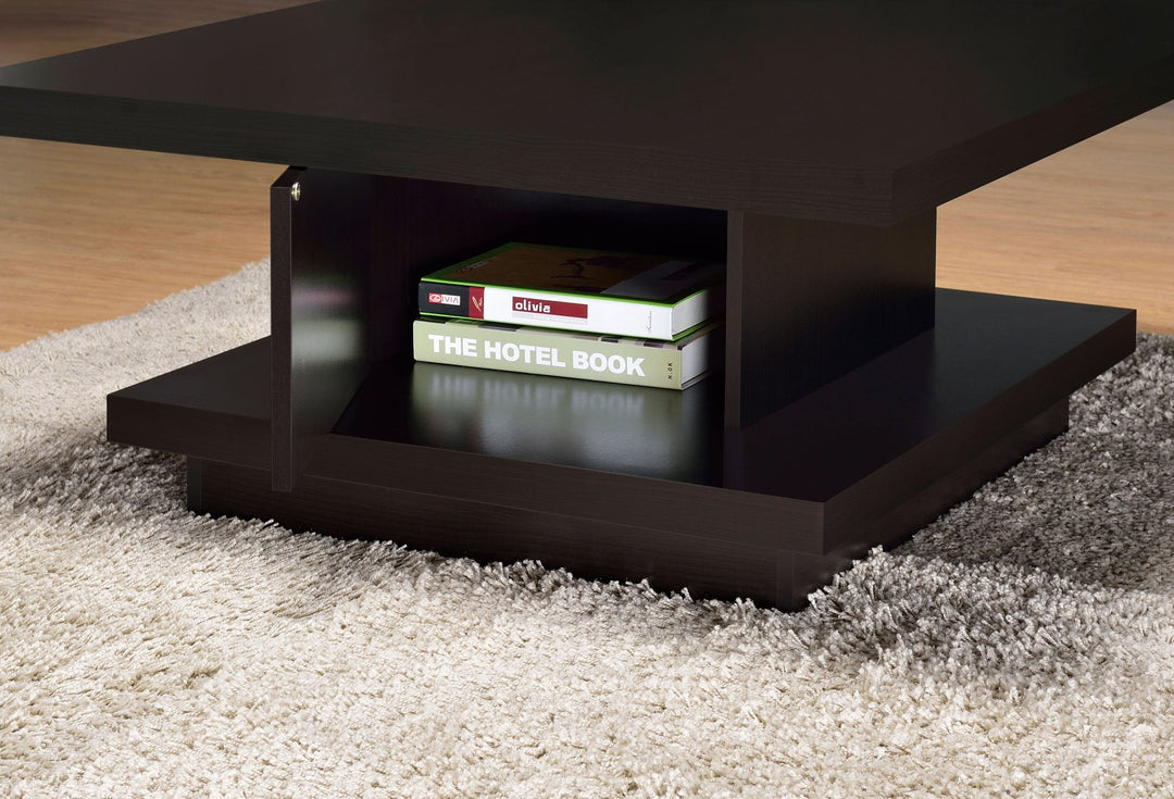 Reston Square Engineered Wood Coffee Table with Casters Cappuccino - What&