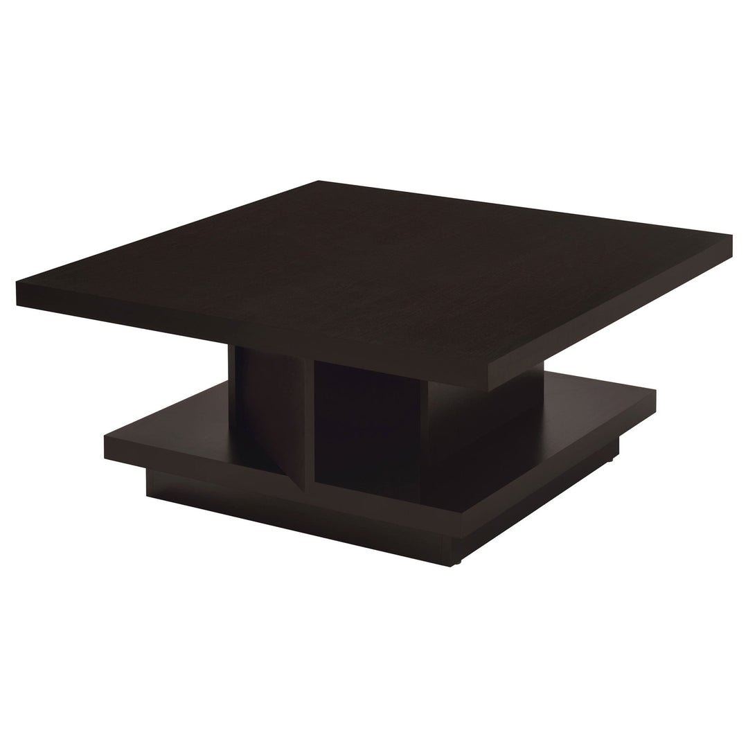 Reston Square Engineered Wood Coffee Table with Casters Cappuccino - What&