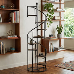 Roseglen Staircase Bookshelf styled in a bright Portland mid-century modern interior - Whats New Furniture