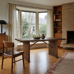 Sherwood 72 Inch Rectangular Dining Table Brown styled in Portland Mt. Tabor mid-century daylight ranch living room - What&
