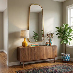 Simeon Full Length Floor Mirror styled in a bright Portland mid-century modern interior - Whats New Furniture