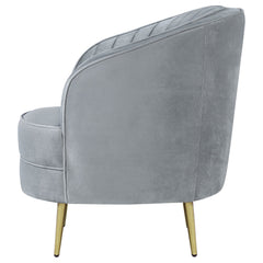 Sophia Upholstered Channel Tufted Barrel Accent Chair Grey - What&