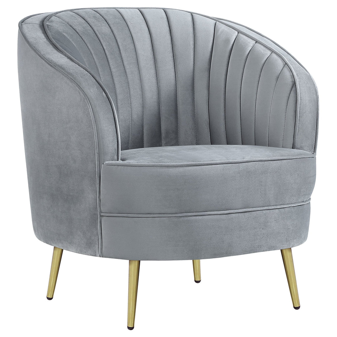 Sophia Upholstered Channel Tufted Barrel Accent Chair Grey - What's New Furniture Portland