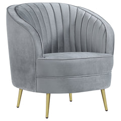 Sophia Upholstered Channel Tufted Barrel Accent Chair Grey - What&
