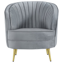 Sophia Upholstered Channel Tufted Barrel Accent Chair Grey - What&