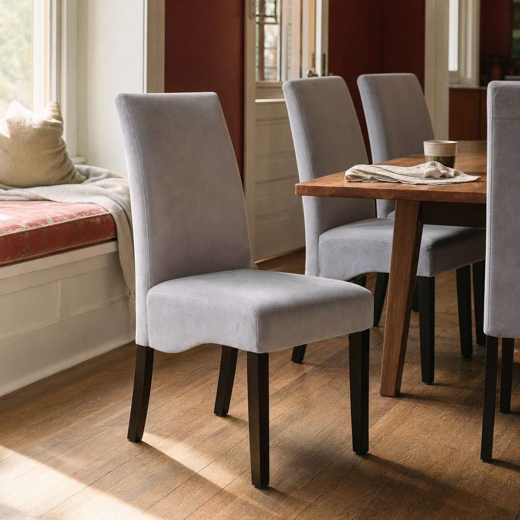 Stanton Velvet Upholstered Dining Side Chair Grey Set Of 2 styled in Portland AlbertArts foursquare living room - What&