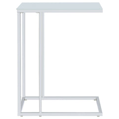 Stella White Glass Top C-Shaped Sofa Side Table Chrome - What&