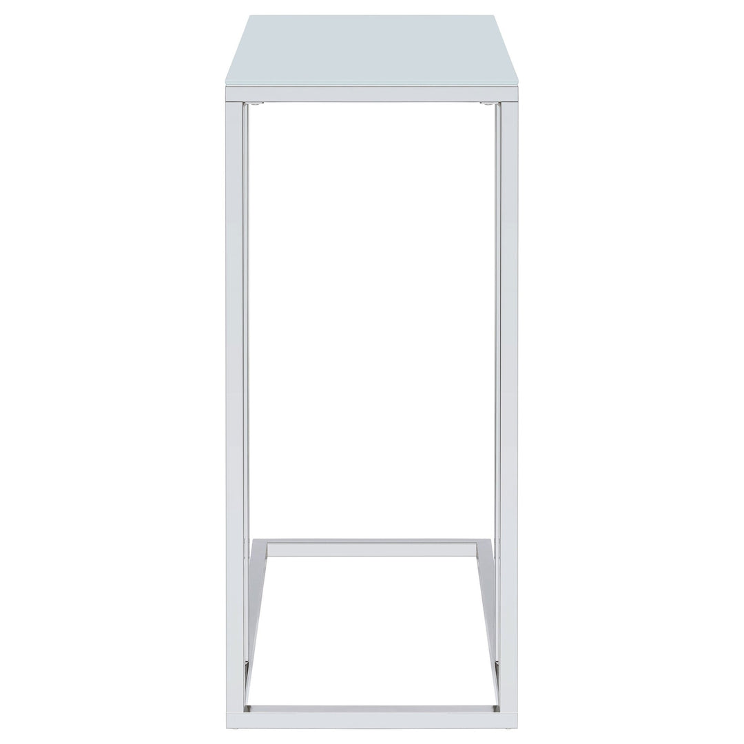 Stella White Glass Top C-Shaped Sofa Side Table Chrome - What&