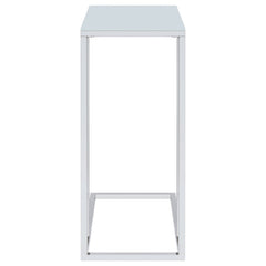 Stella White Glass Top C-Shaped Sofa Side Table Chrome - What&