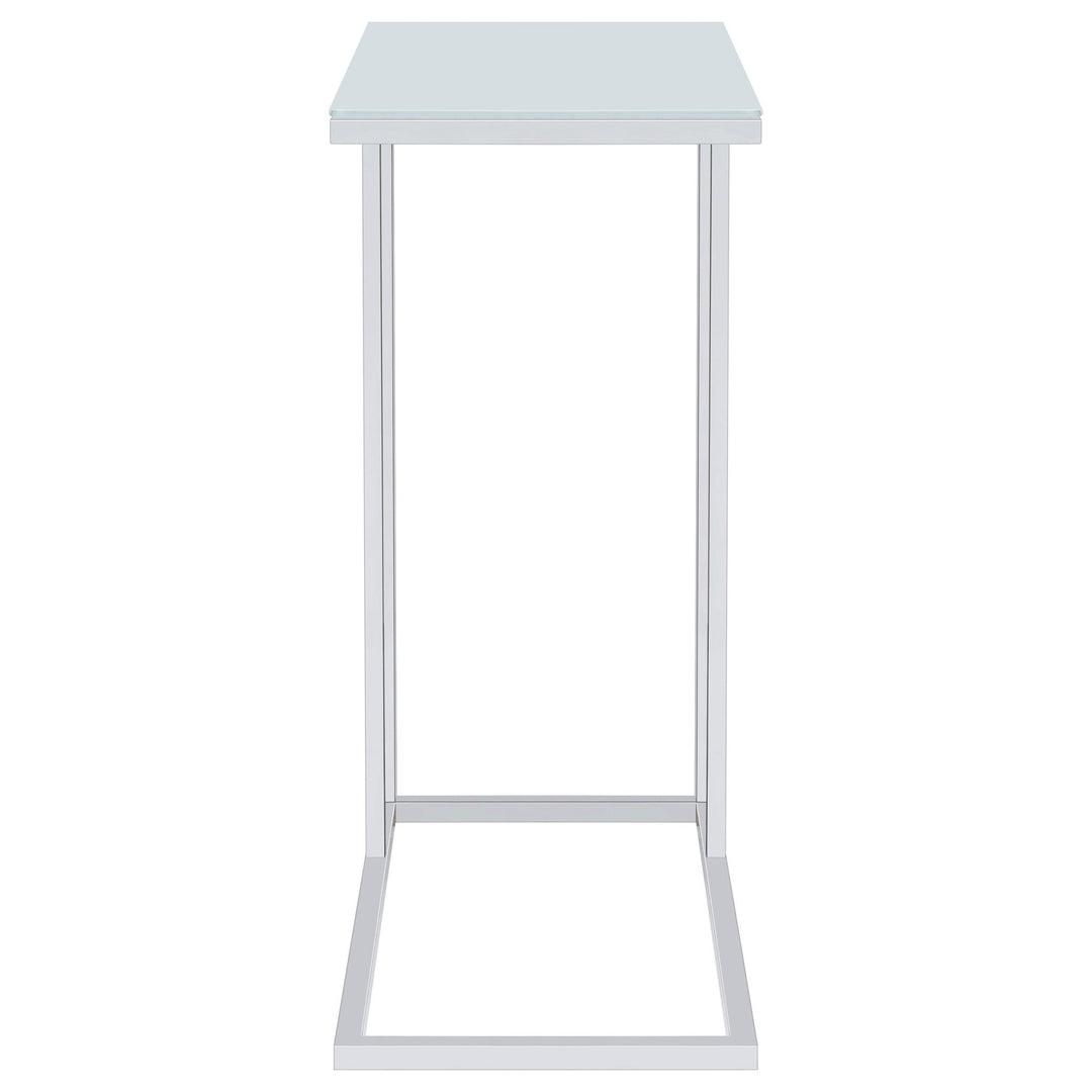 Stella White Glass Top C-Shaped Sofa Side Table Chrome - What&