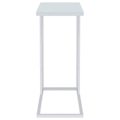 Stella White Glass Top C-Shaped Sofa Side Table Chrome - What&