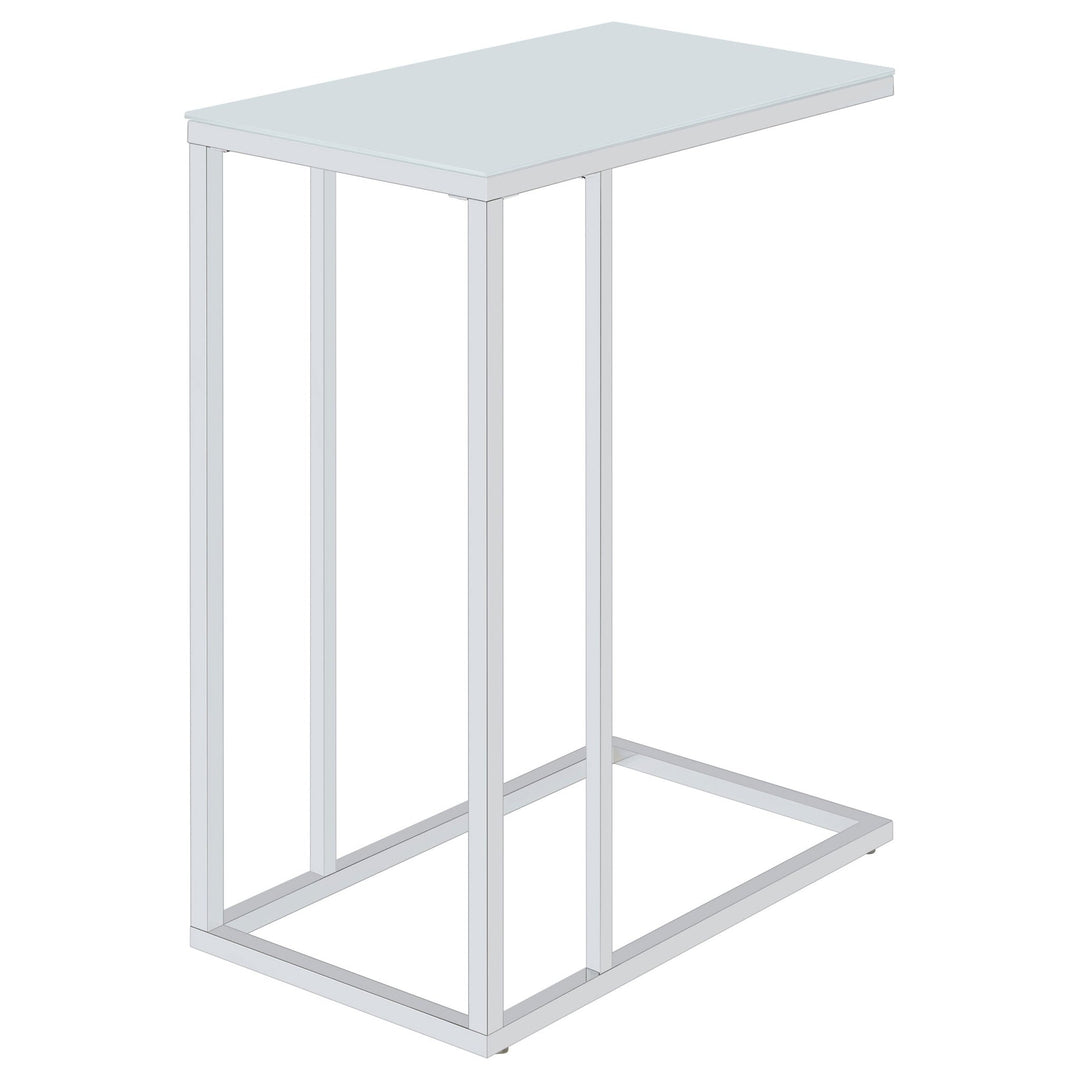 Stella White Glass Top C-Shaped Sofa Side Table Chrome - What&